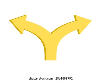 Embossed forking arrow. Choice of path.