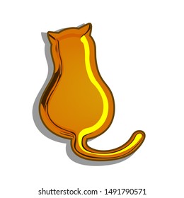 Embossed Golden Cat With Key Chain Size As Lucky Sign Gift For Souvenir.