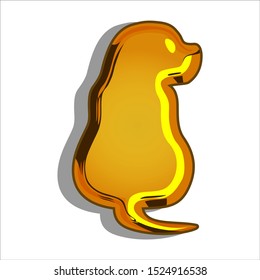 Embossed Golden Dog With Key Chain Size As Lucky Sign Gift For Souvenir.