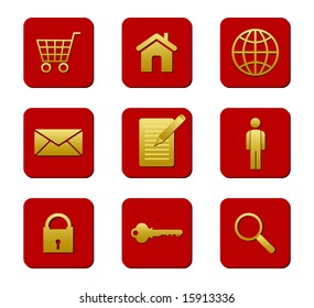 Embossed Golden Web Icons