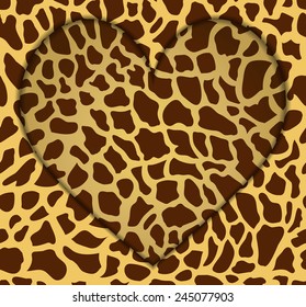embossed heart on giraffe background 