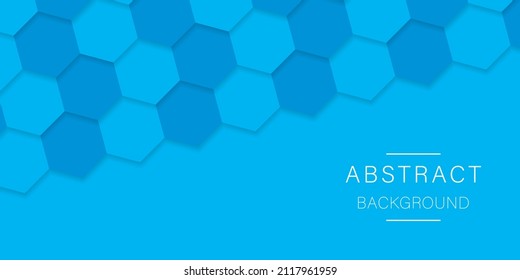 Embossed Hexagonal Light Blue Futuristic Muster. Digital Blank Blue Banner für Technologie, Wissenschaft, Chemie. Hellblauer abstrakter Hexagon-Hintergrund. Modernes Bildschirmhintergrund. Vektorgrafik.