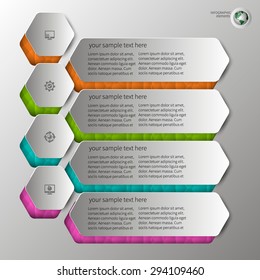 embossed infographics in step 4 color
