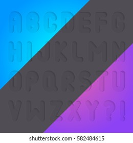 Embossed Leather font alphabet. Vector illustration