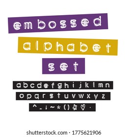 Embossed Letters. Label Type.Vector Alphabet