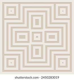 Embossed light background, ethnic cover design, banner. Geometric decorative 3D pattern, Greek meander style, handmade. Artistic motifs of the East, Asia, India, Mexico, Aztec, Peru.