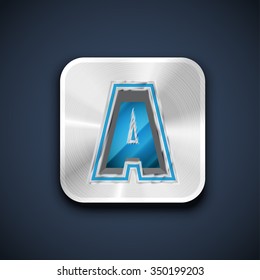 Embossed metal font, vector