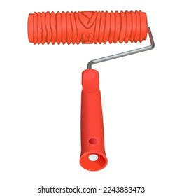 Embossed paint roller , orange on white background, vector illustration