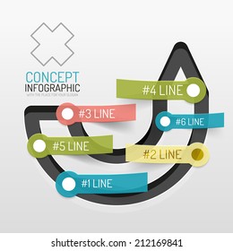 Embossed paper minimal style line diagram and stickers with options. Banner or business infographic layout