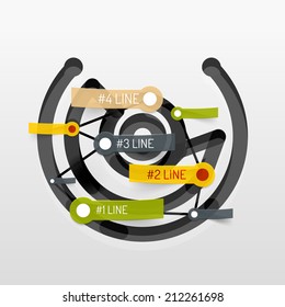Embossed paper minimal style line diagram and stickers with options. Banner or business infographic layout
