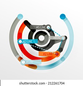 Embossed paper minimal style line diagram and stickers with options. Banner or business infographic layout