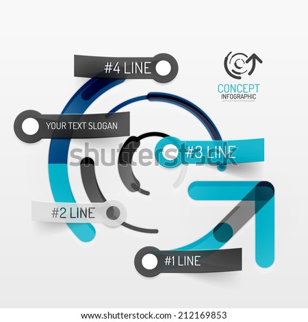 Embossed paper minimal style line diagram and stickers with options. Banner or business infographic layout