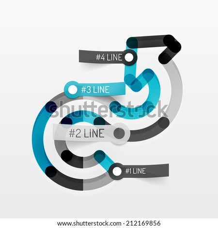 Embossed paper minimal style line diagram and stickers with options. Banner or business infographic layout