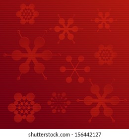 Embossed Snowflakes on a Red Paper Background
