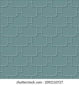 Embossed tiles squares 3d seamless pattern. Emboss surface modern background. Repeat abstract relief ornaments. Textured trendy backdrop.  Embossing endless grunge 3d texture. Geometric ornate design.