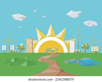 Embossed_A001_eco environment shows the concept of protect the earth vector illustration graphic EPS 10