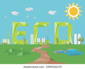 Embossed_A004_eco text shows the concept of protect environmental vector illustration graphic EPS 10