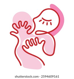 Embrace abstract artistic one line vector illustration