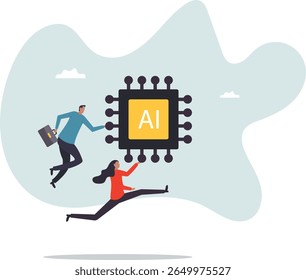 Embrace AI, Artificial Intelligence adoption, user or people who use AI to help and support work success,people concept.