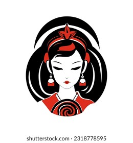 Embrace the beauty and mystique of Japanese culture with a hand-drawn geisha girl illustration, ideal for captivating logo designs with a touch of tradition