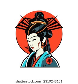 Embrace the beauty and mystique of Japanese culture with a hand-drawn geisha girl illustration, ideal for captivating logo designs with a touch of tradition