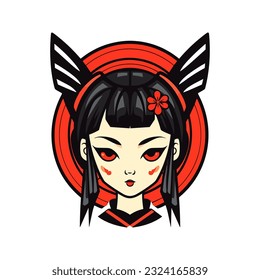 Embrace the beauty and mystique of Japanese culture with a hand-drawn geisha girl illustration, ideal for captivating logo designs with a touch of tradition