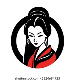 Embrace the beauty and mystique of Japanese culture with a hand-drawn geisha girl illustration, ideal for captivating logo designs with a touch of tradition