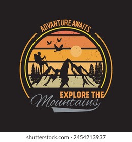 Embrace the call of the wild with this captivating hiking-inspired t-shirt design. Whether you're scaling rocky peaks through serene forests, this design encapsulates the essence of outdoor