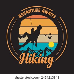 Embrace the call of the wild with this captivating hiking-inspired t-shirt design. Whether you're scaling rocky peaks through serene forests, this design encapsulates the essence of outdoor