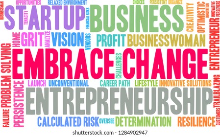 Embrace Change word cloud on a white background. 