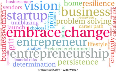 Embrace Change word cloud on a white background. 