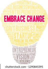 Embrace Change word cloud on a white background. 