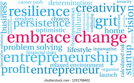 Embrace Change word cloud on a white background. 