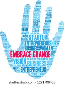 Embrace Change word cloud on a white background. 