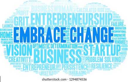 Embrace Change word cloud on a white background. 