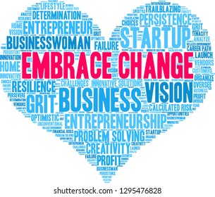 Embrace Change word cloud on a white background. 