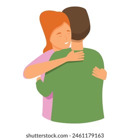 Embrace couple emotion icon cartoon vector. Support care. Mature portrait