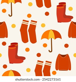 Embrace the cozy vibes of fall with this autumn seamless pattern, featuring a beautiful blend of seasonal elements like leaves, acorns, berries, and branches.