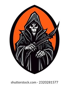 Embrace the darkness with a chilling vector clip art illustration of the Grim Reaper, a powerful symbol of death and mortality