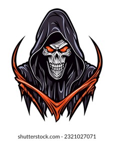 Embrace the darkness with a chilling vector clip art illustration of the Grim Reaper, a powerful symbol of death and mortality