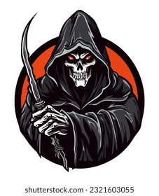 Embrace the darkness with a chilling vector clip art illustration of the Grim Reaper, a powerful symbol of death and mortality