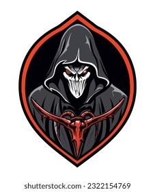 Embrace the darkness with a chilling vector clip art illustration of the Grim Reaper, a powerful symbol of death and mortality