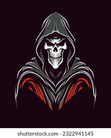 Embrace the darkness with a chilling vector clip art illustration of the Grim Reaper, a powerful symbol of death and mortality