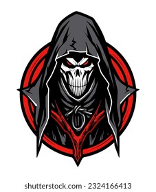 Embrace the darkness with a chilling vector clip art illustration of the Grim Reaper, a powerful symbol of death and mortality