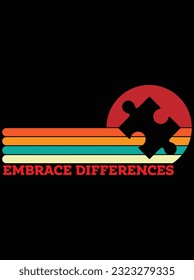 Embrace differences vector art design, eps file. design file for t-shirt. SVG, EPS cuttable design file