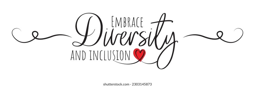 Embrace diversity and inclusion, vector. Typographical stencil art design isolated on white background. Wording art design