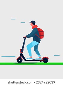 Embrace eco-friendly mobility: Explore the sleek design and convenience of an electric scooter through this captivating vector illustration. Ride into the future with sustainable transportation