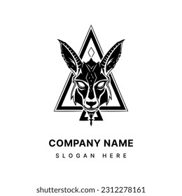 Embrace the enigmatic allure of the Baphomet head illustration logo design. Intriguing, occult inspired, and perfect for a brand that stands out.