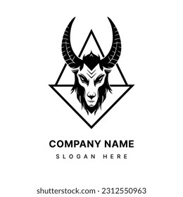 Embrace the enigmatic allure of the Baphomet head illustration logo design. Intriguing, occult inspired, and perfect for a brand that stands out.