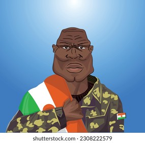 Embrace the essence of bravery and patriotism! Witness the power of an Nigérien[ soldier with the national flag. Fuel your designs with pride. Get this essential vector file and inspire greatness!